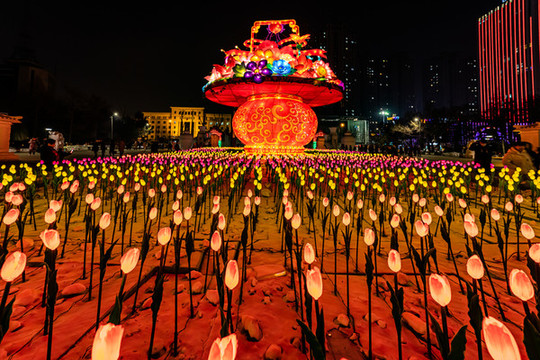 長(zhǎng)春公園冰燈冰雕游園會(huì)夜景