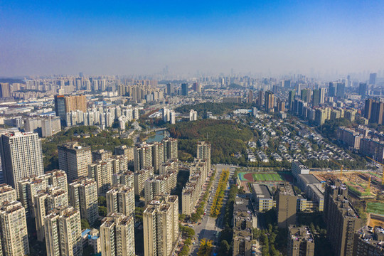 航拍湖南長沙麓谷城市景觀