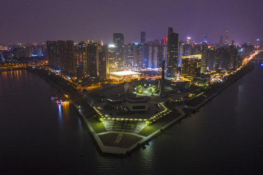 航拍長(zhǎng)沙北辰三角洲夜景