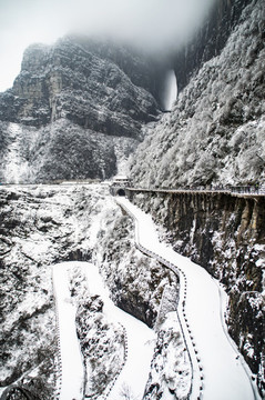 張家界天門山雪景