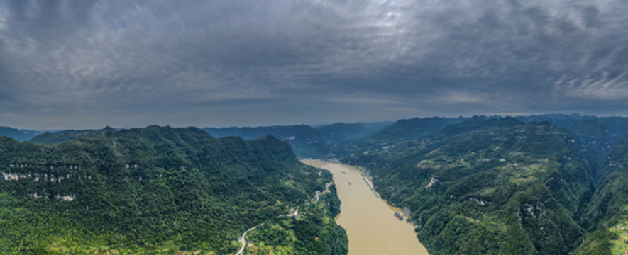 鳥瞰壯麗的三峽風(fēng)光全景圖