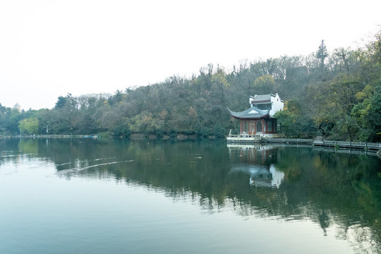 公園湖水倒影