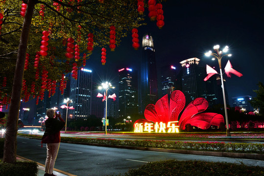 夜景深南大道新年快樂(lè)