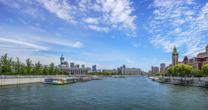 天津站海河全景大畫(huà)幅