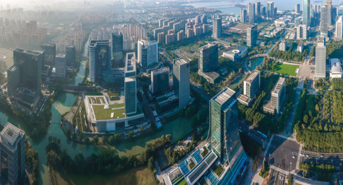航拍蘇州城市景觀天際線