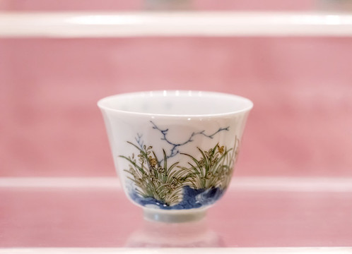 清康熙五彩十二月花神詩文杯