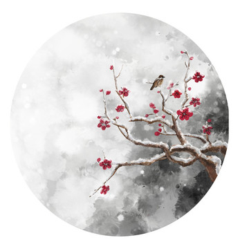 冬天梅花枝頭上的小鳥