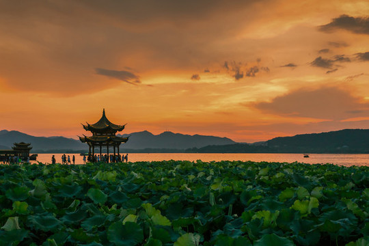 西湖晚霞