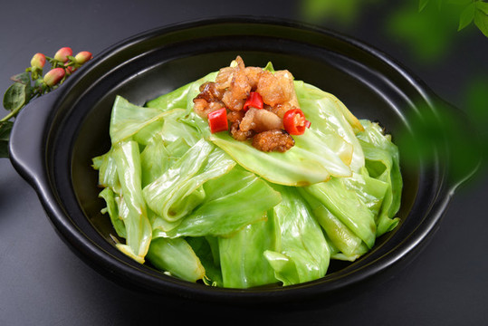 干鍋包菜熱菜美食餐飲