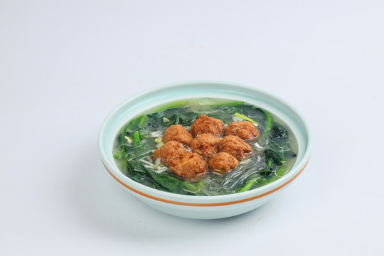 菠菜肉丸粉絲煲