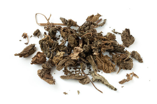 中藥紫蘇葉在白背景上