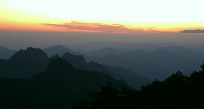 黃山日落美景