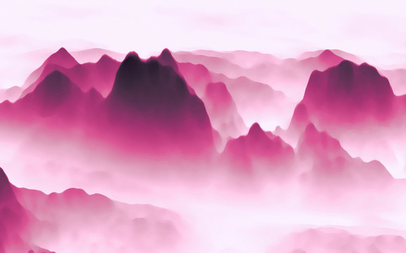 彩色水墨山水畫