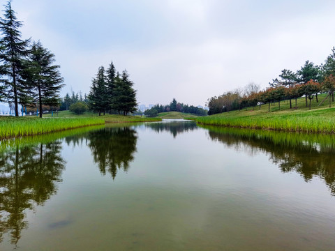 西安鶴鳴湖濕地公園全景大畫幅