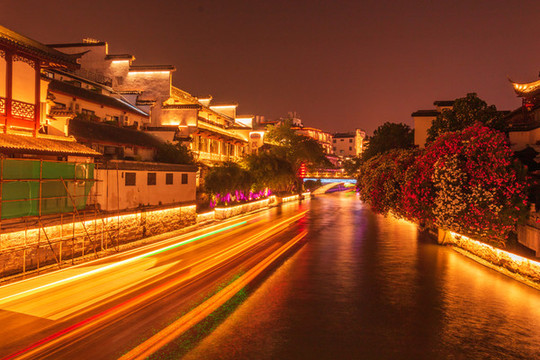 南京夫子廟景點(diǎn)秦淮河夜景
