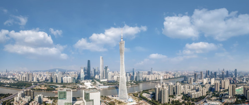 航拍廣州市容市貌全景