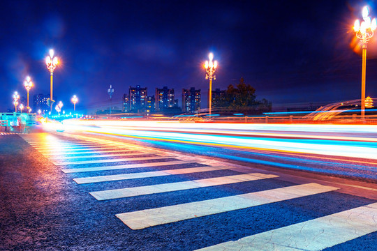 城市街景夜景燈光車流光軌