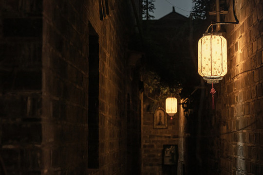 古風(fēng)燈籠節(jié)日夜景喜慶元素