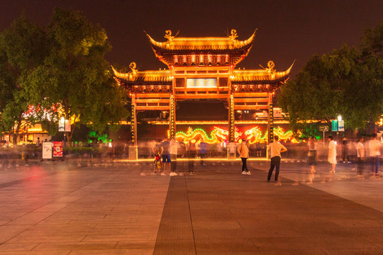 南京夫子廟秦淮河景區(qū)夜景