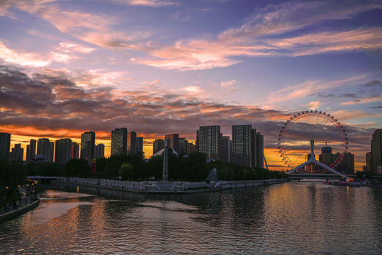 天津之眼夜景天津城市風光夜景