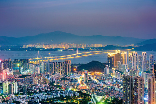 中國廣東深圳灣城市夜景風(fēng)光