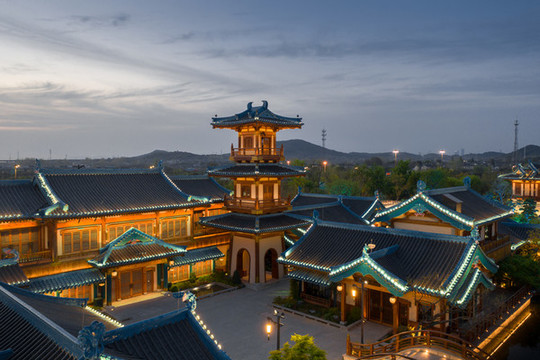 航拍金陵小鎮(zhèn)夜景