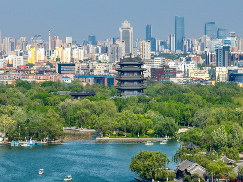 航拍濟(jì)南都市風(fēng)光