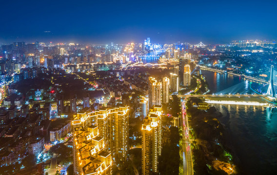 航拍福州夜景