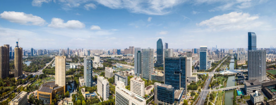 航拍寧波南部商務區(qū)城市景觀
