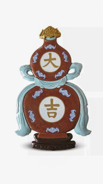 粉彩描金大吉葫蘆形壁掛
