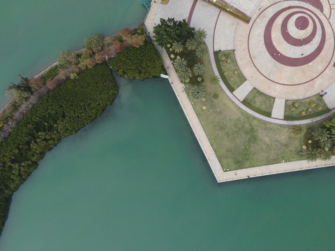 航拍戶外公園廣場景觀