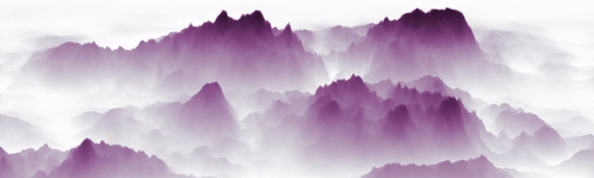 彩色水墨山水畫