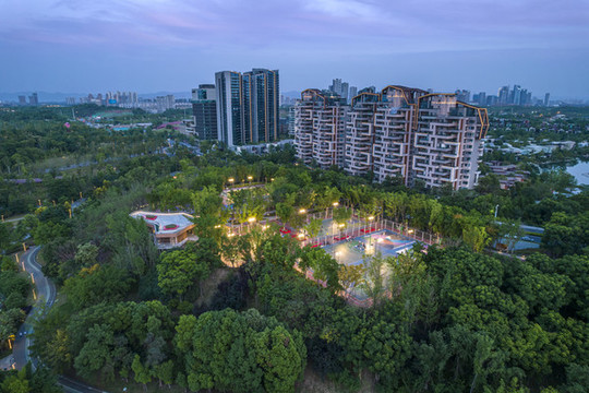 成都天府新區(qū)麓湖航拍城市風光