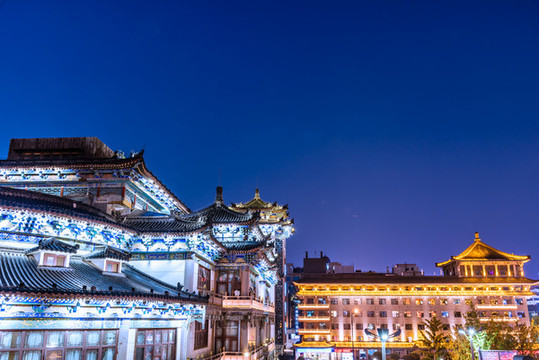中國陜西西安城墻夜景