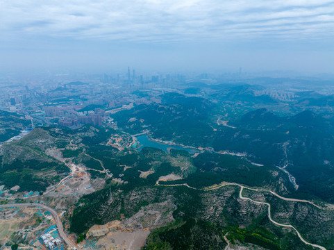 航拍濟南漿水泉水庫