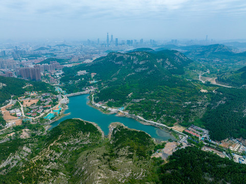 航拍濟南漿水泉水庫