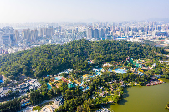 航拍廣東珠海圓明新園景區(qū)