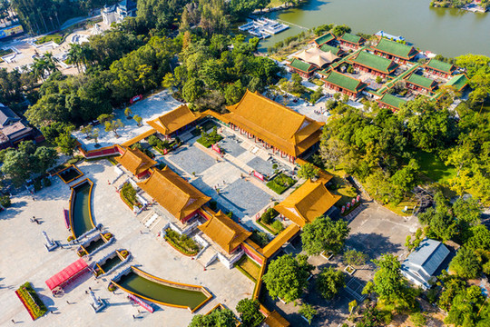 航拍廣東珠海圓明新園景區(qū)