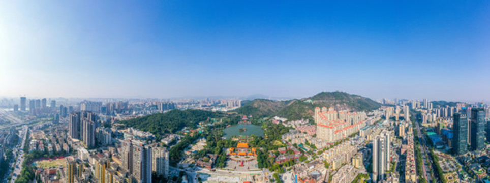 航拍廣東珠海圓明新園景區(qū)