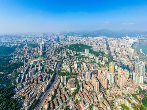 航拍廣東珠海香洲區(qū)街景