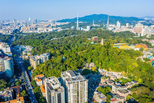 航拍廣州越秀公園越秀山