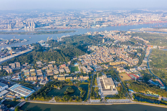 航拍廣東廣州長洲島