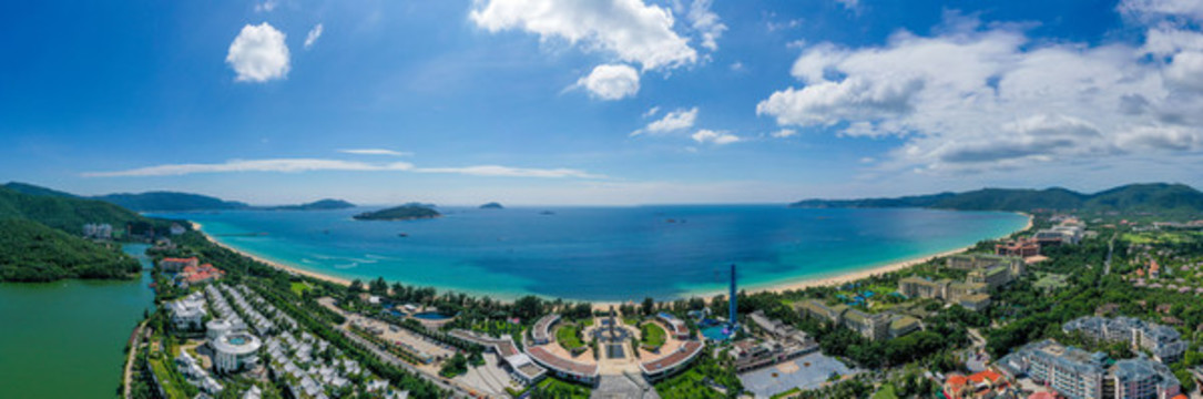 航拍海南三亞亞龍灣海景風(fēng)光