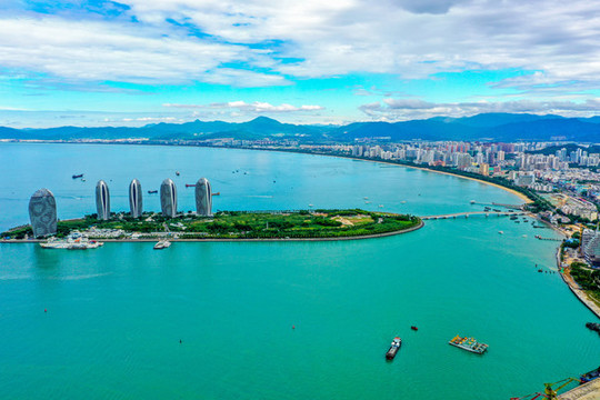 航拍海南三亞鳳凰島風(fēng)光