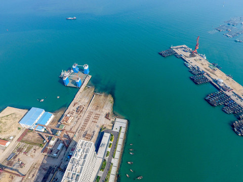 航拍青島西海岸新區(qū)沿海風(fēng)光