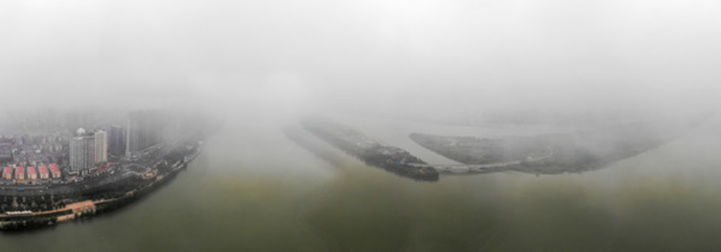航拍湖南長(zhǎng)沙湘江橘子洲