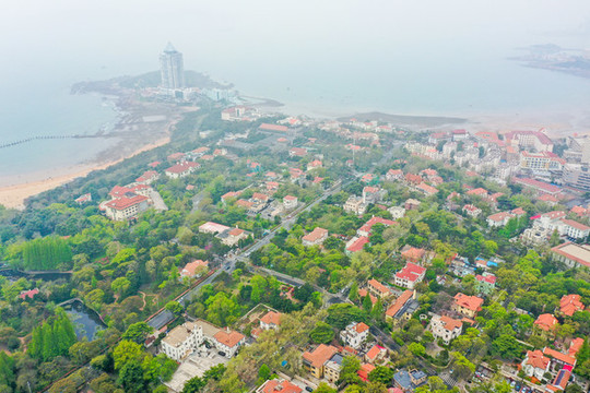 航拍山東青島八大關(guān)景區(qū)