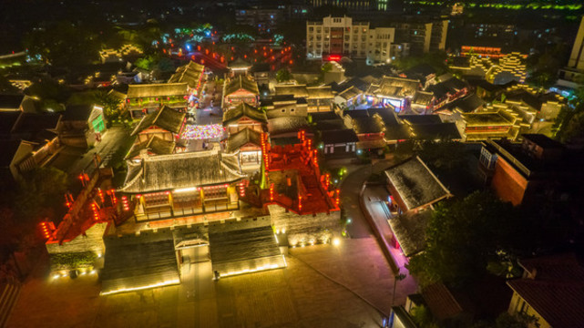 贛州江南宋城夜景航拍