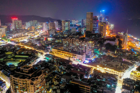 航拍福建廈門中山路步行街夜景