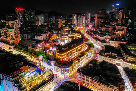 航拍福建廈門中山路步行街夜景